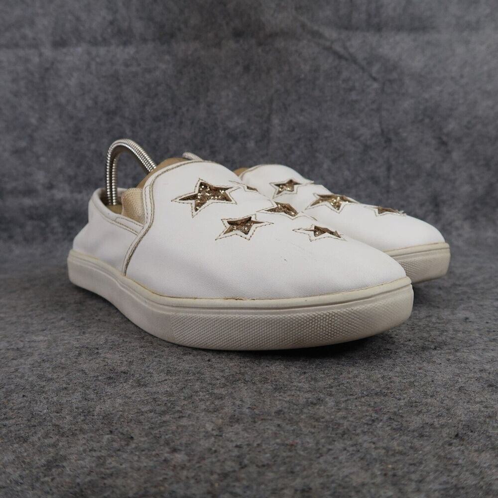 Brash Shoes Girls 6 Sneaker Slip On Casual Stars Gold Glitter White Comfort Flat